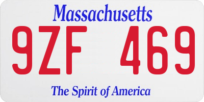 MA license plate 9ZF469