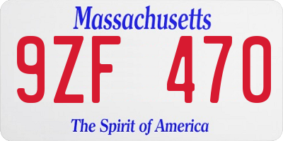 MA license plate 9ZF470