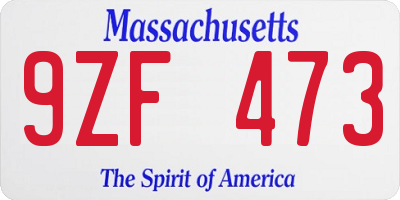 MA license plate 9ZF473