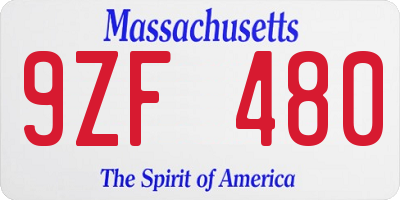 MA license plate 9ZF480