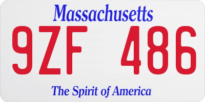 MA license plate 9ZF486