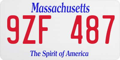 MA license plate 9ZF487