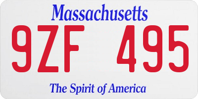 MA license plate 9ZF495