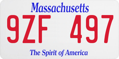 MA license plate 9ZF497