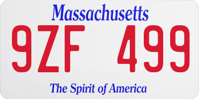 MA license plate 9ZF499