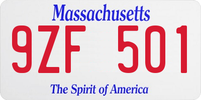 MA license plate 9ZF501