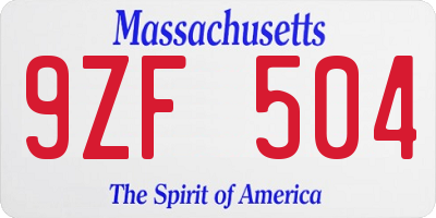 MA license plate 9ZF504