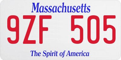 MA license plate 9ZF505