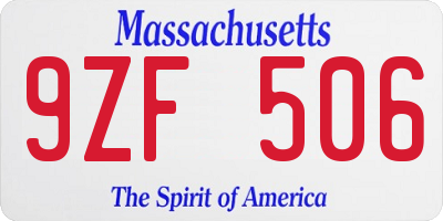 MA license plate 9ZF506