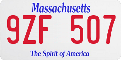 MA license plate 9ZF507