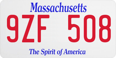 MA license plate 9ZF508