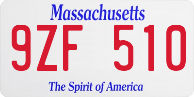 MA license plate 9ZF510