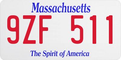 MA license plate 9ZF511