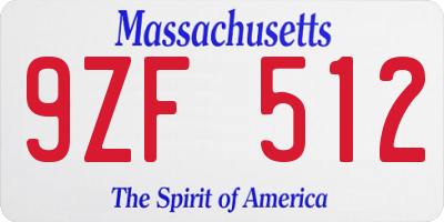 MA license plate 9ZF512