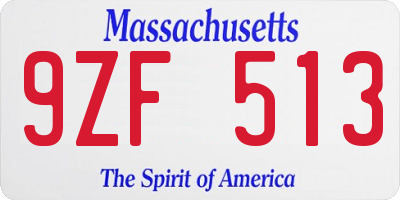 MA license plate 9ZF513
