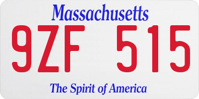 MA license plate 9ZF515