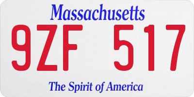 MA license plate 9ZF517