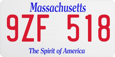 MA license plate 9ZF518