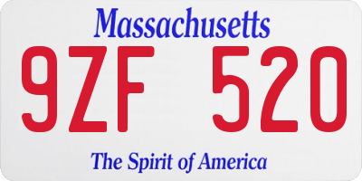 MA license plate 9ZF520