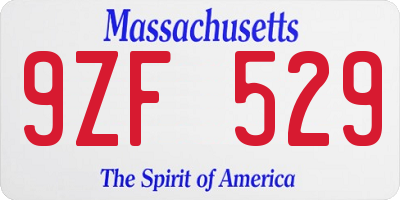 MA license plate 9ZF529