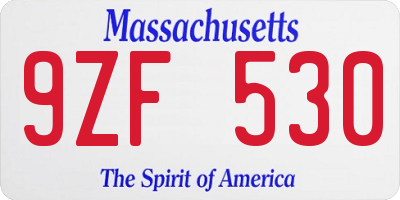 MA license plate 9ZF530