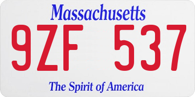 MA license plate 9ZF537