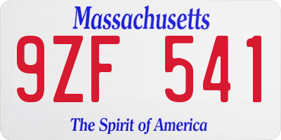 MA license plate 9ZF541