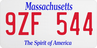 MA license plate 9ZF544