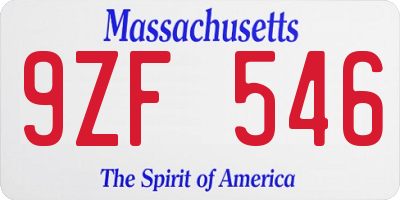 MA license plate 9ZF546