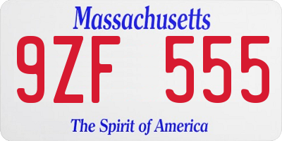 MA license plate 9ZF555