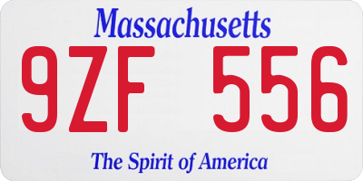 MA license plate 9ZF556