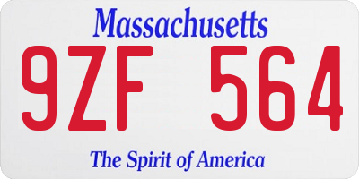 MA license plate 9ZF564