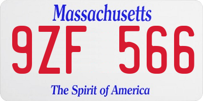 MA license plate 9ZF566