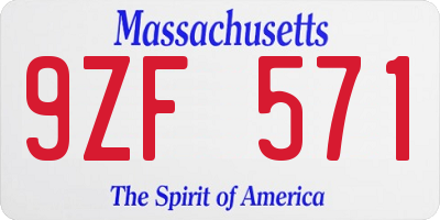 MA license plate 9ZF571