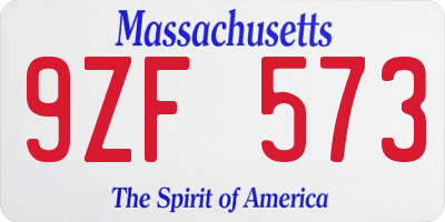 MA license plate 9ZF573