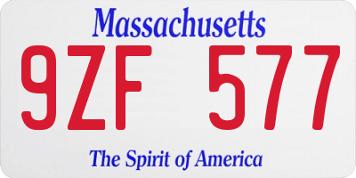 MA license plate 9ZF577