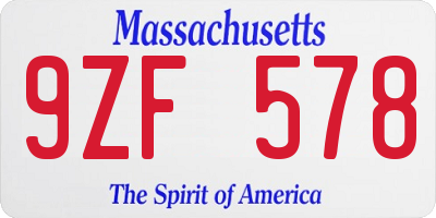 MA license plate 9ZF578