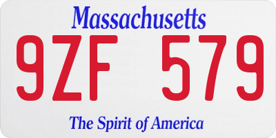 MA license plate 9ZF579