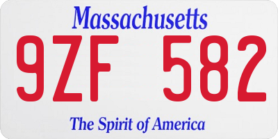 MA license plate 9ZF582