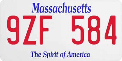 MA license plate 9ZF584
