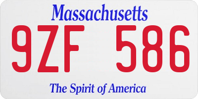MA license plate 9ZF586