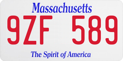 MA license plate 9ZF589