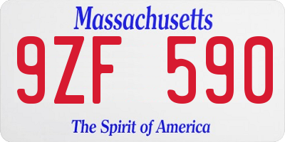 MA license plate 9ZF590