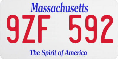 MA license plate 9ZF592