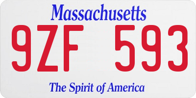 MA license plate 9ZF593