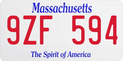 MA license plate 9ZF594