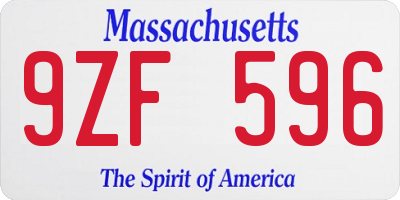 MA license plate 9ZF596