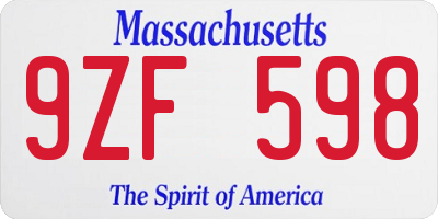 MA license plate 9ZF598