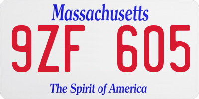 MA license plate 9ZF605