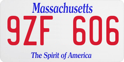 MA license plate 9ZF606